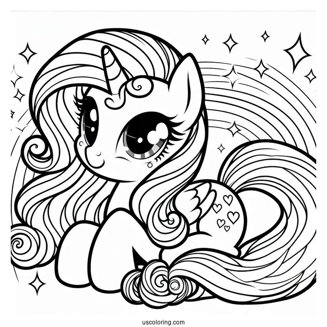 Coloring Page Of My Little Pony Rarity with Rainbow
