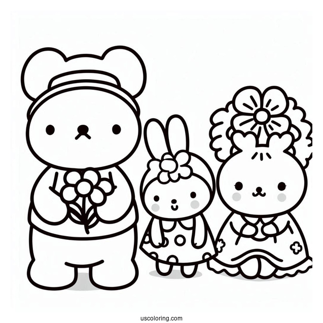 Simple Miffy Coloring Page, Poppy Pig, Grunty, Boris Bear, And Barbara For Preschoolers
