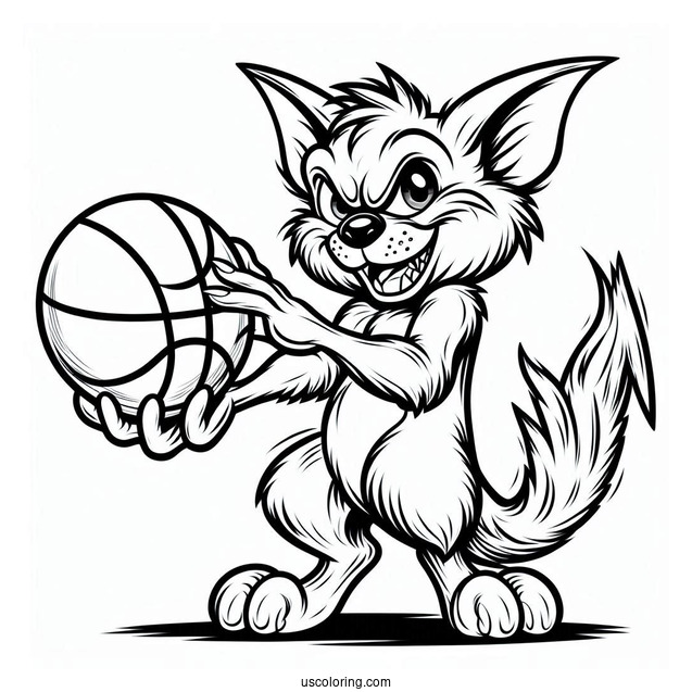 Easy Outline Of Tasmanian Devil Holding Basketball Space Jam Coloring Page