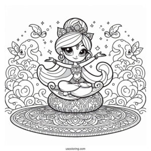 Shimmer And Shine Coloring Page Balancing On A Magic Carpet