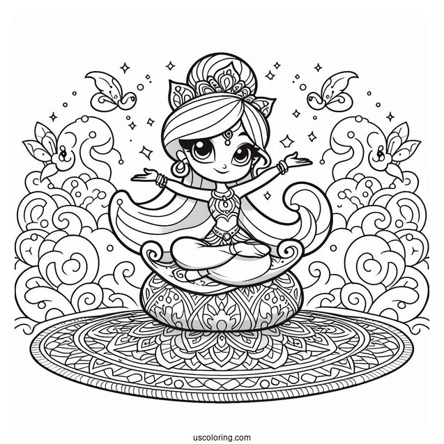 Shimmer And Shine Coloring Page Balancing On A Magic Carpet