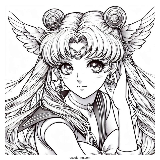 Realistic Sailor Moon With Wings Coloring In