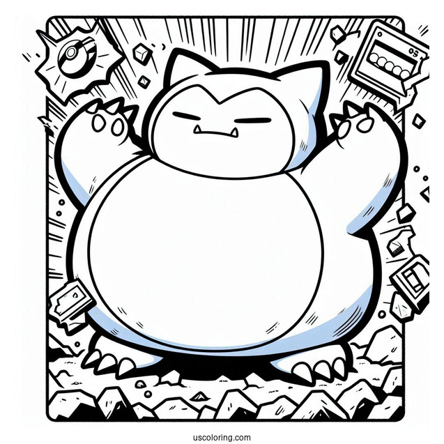 Snorlax Coloring Page Rock Smash Pokemon Card
