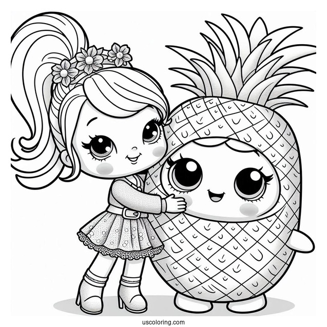 Polly Pocket Coloring Page And Lila Hugging Shani In Pineapple Costume