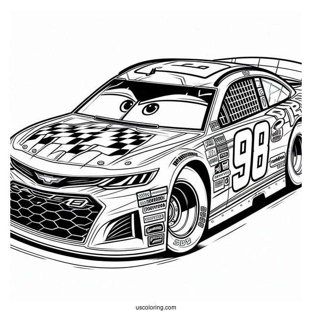 Pixar Cars Nascar Coloring Sheet