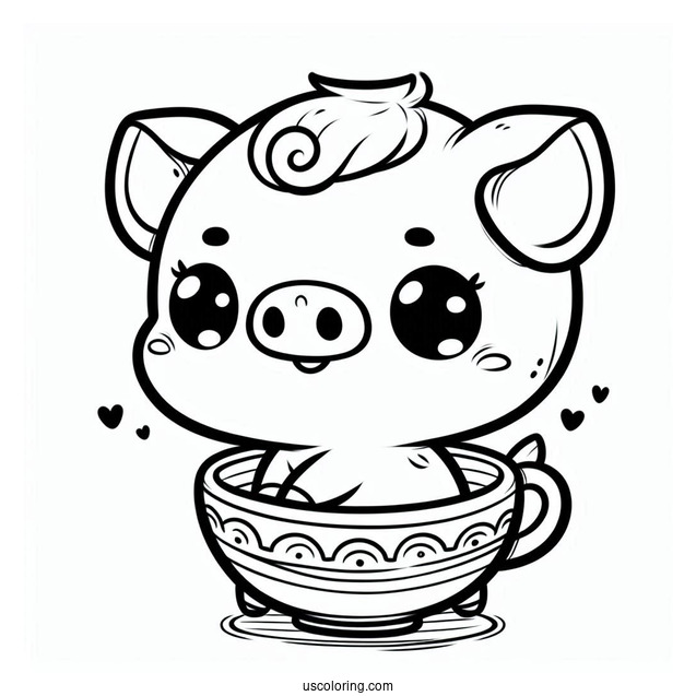 Cute Teacup Pig Coloring Page