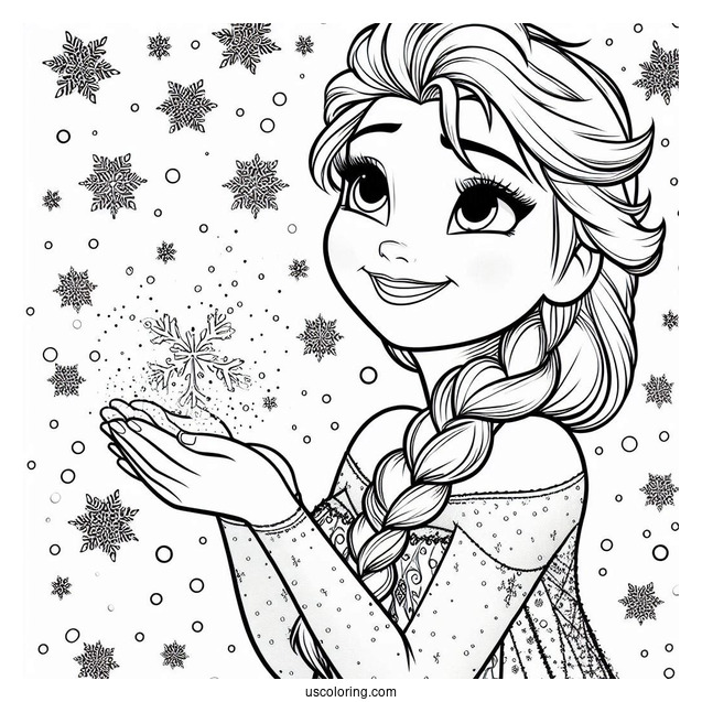 Elsa Smiling While Snowing To Color