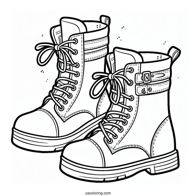 Boots Outline Coloring In For Preschoolers
