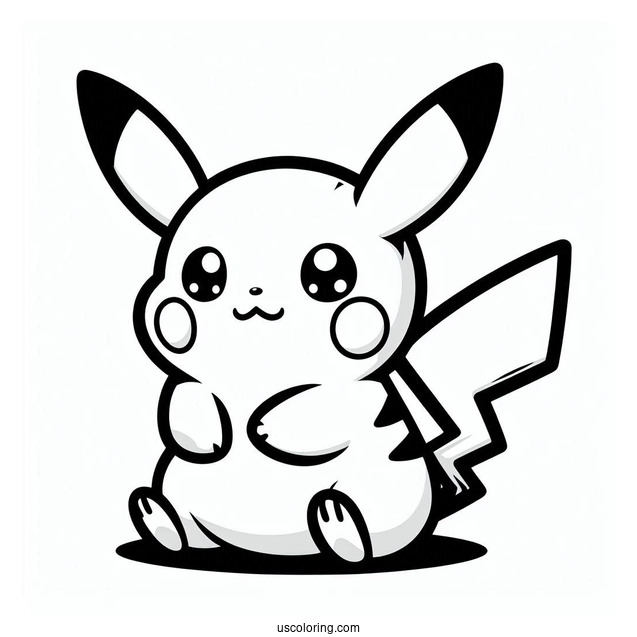 Big-Eyed Pikachu Coloring Sheet