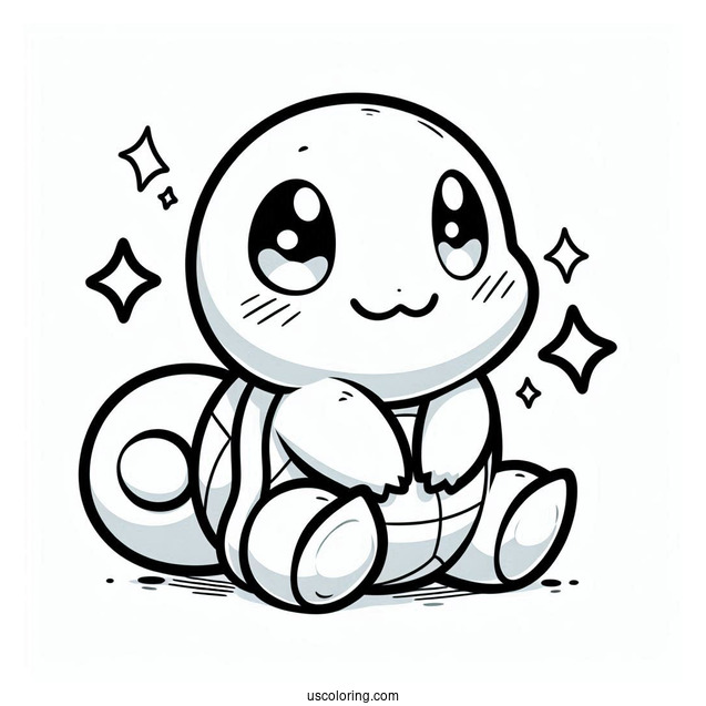 Smiling Squirtle Coloring Page For Preschoolers