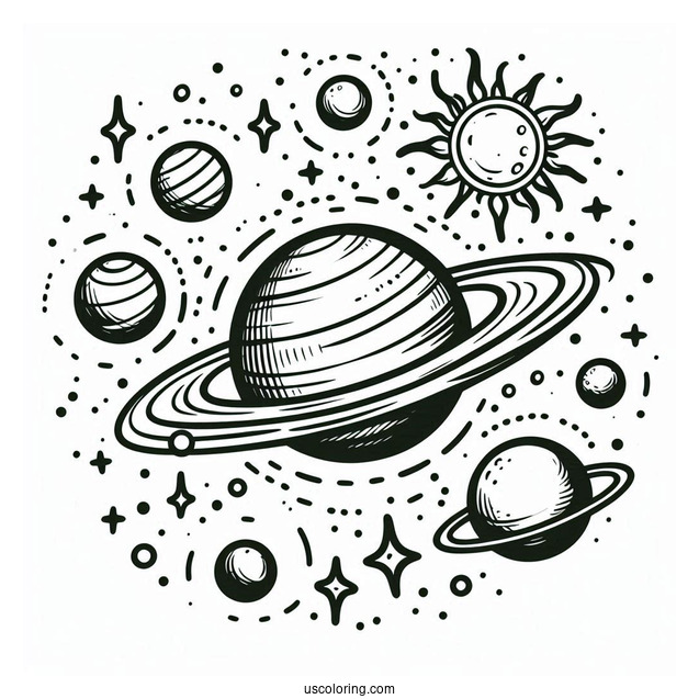 Simple Solar System Coloring Picture