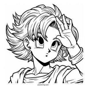 Dragon Ball Z Coloring Page Of Young Bulma With Hands Raised