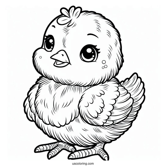 Realistic Baby Chicken Coloring Sheet