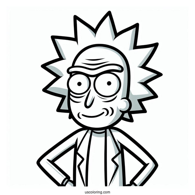 Rick and Morty Coloring Page Of Easy Rick Sanchez Outline For Preschoolers
