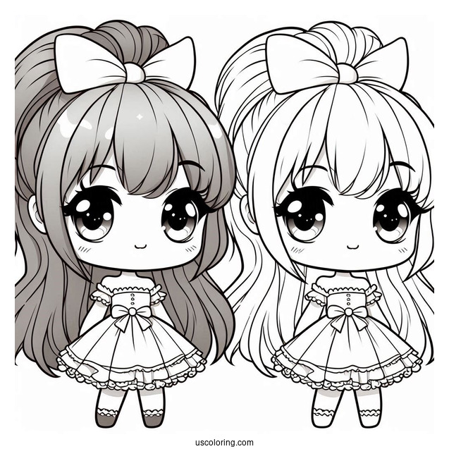 Chibi Girl With A High Ponytail Coloring Sheet For Kids