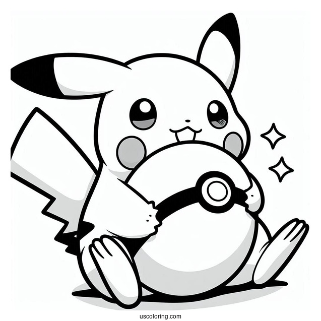 Coloring Page Of Pikachu Biting Pokeball