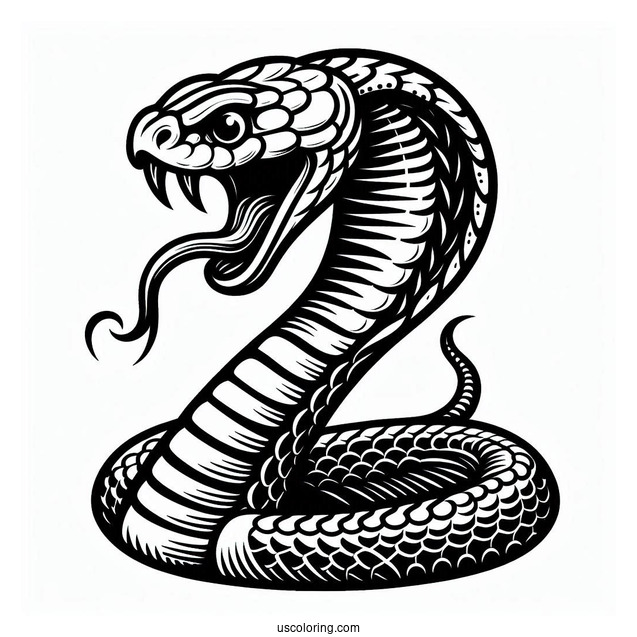 Detailed Cobra Snake Head With Fangs Out