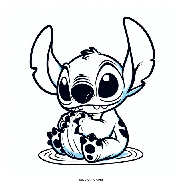 Easy To Color Stitch Character For Preschoolers