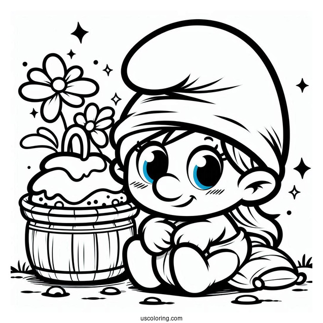 Kawaii Baby Smurf Coloring In
