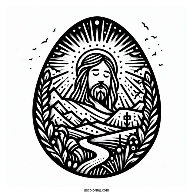 He Is Risen Jesus Easter Egg Coloring Page