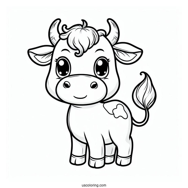 Cartoon Cow Coloring Sheet For Kids