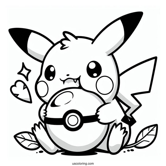 Coloring Page Of Pikachu Biting Pokeball