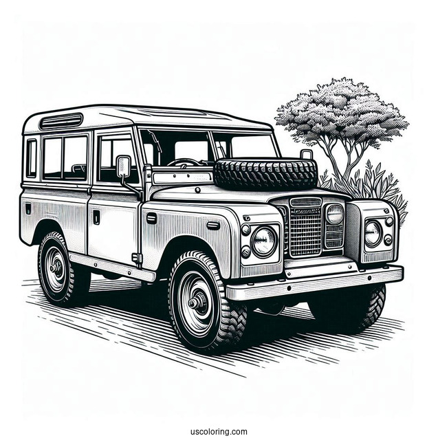 Vintage Land Rover 4X4 Car Coloring Page