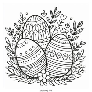 Simple Easter Eggs Coloring Page For Kids