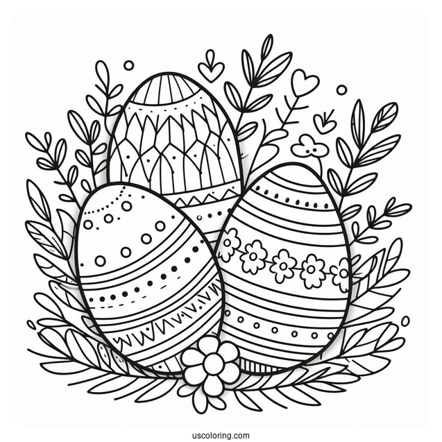 Simple Easter Eggs Coloring Page For Kids