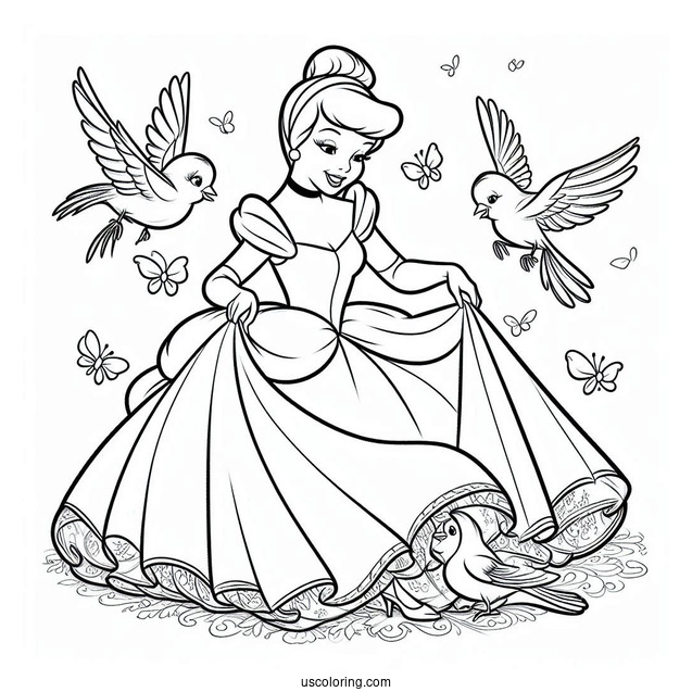 Cinderella Being Dressed My Magical Birds