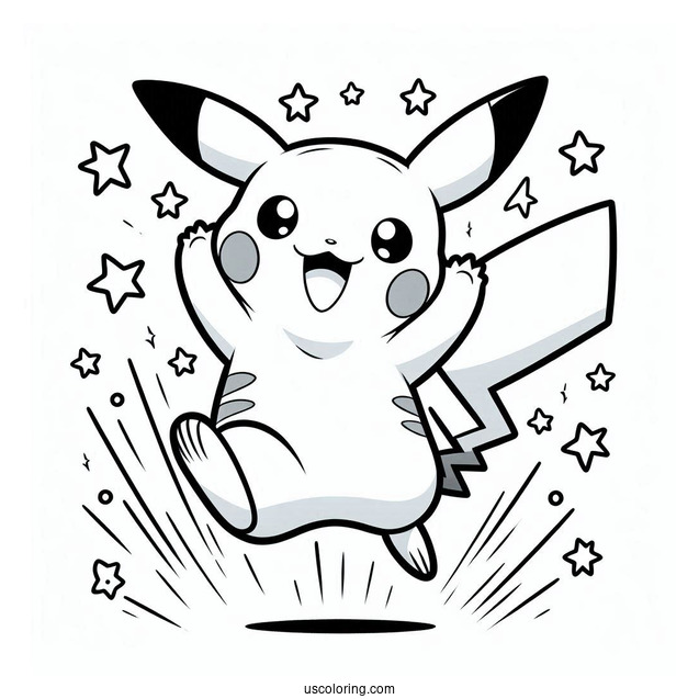 Pikachu Jumping Coloring Sheet