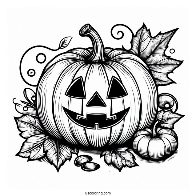 Pumpkin Coloring Page Of Stout Jack O Lantern For Kids