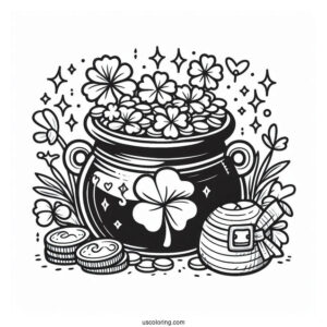 Coloring Sheet Of St Patrick_s Pot Of Gold