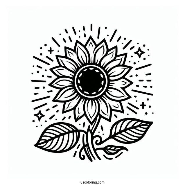 Simple Kids Sunflower For Coloring In