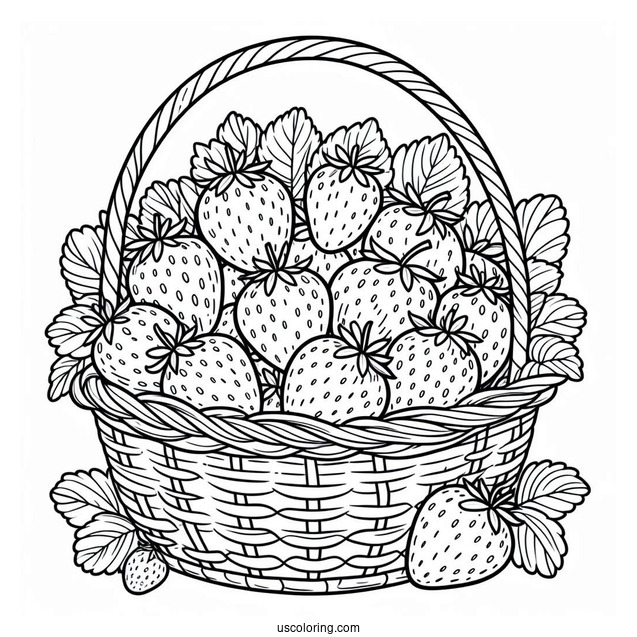 Basket Full Of Strawberries Coloring Page
