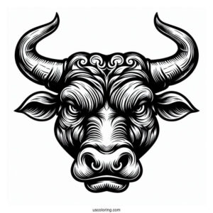 Head Of Angry Bull Coloring In