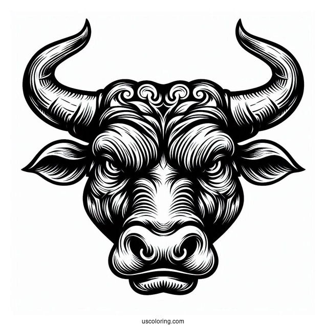 Head Of Angry Bull Coloring In