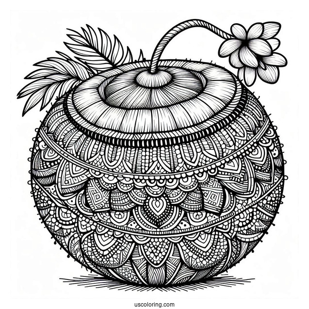 Intricate Coconut Coloring Page Mandala