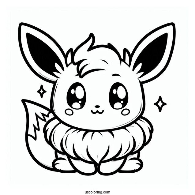 Kawaii Eevee Coloring Page For Kids