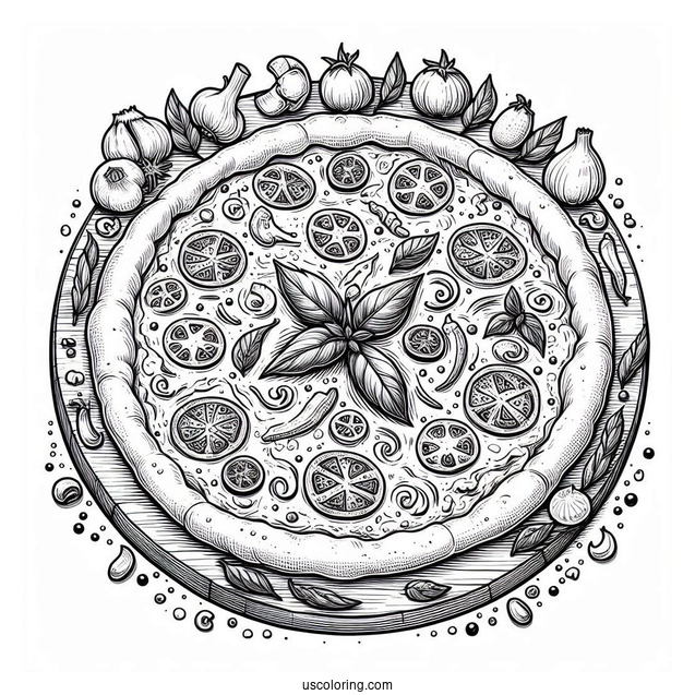 Authentic Italian Pizza Coloring Page