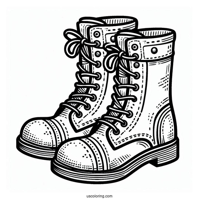 Boots Outline Coloring In For Preschoolers