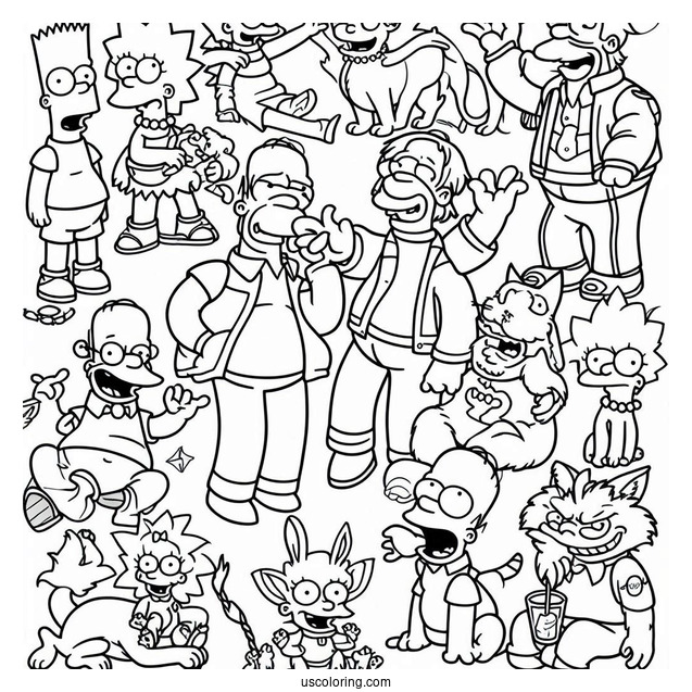 The Simpsons With All Characters And Pets