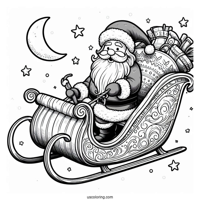 Santa_s Sleigh To Color