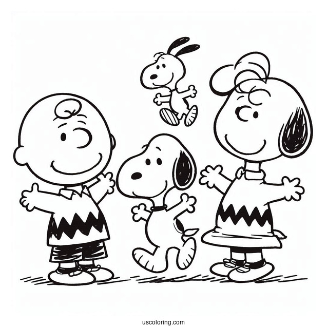 Coloring Page Of Snoopy, Charlie Brown And Snoopy