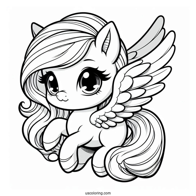 Smiling Chibi Pegasus Coloring Page For Preschoolers