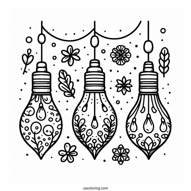 Simple To Color Christmas Light Bulbs