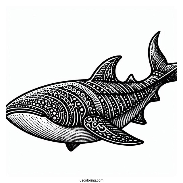 Textured Whale Shark Coloring Page