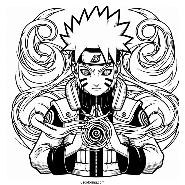 Naruto Coloring Page Of Kurama Chakra Mode