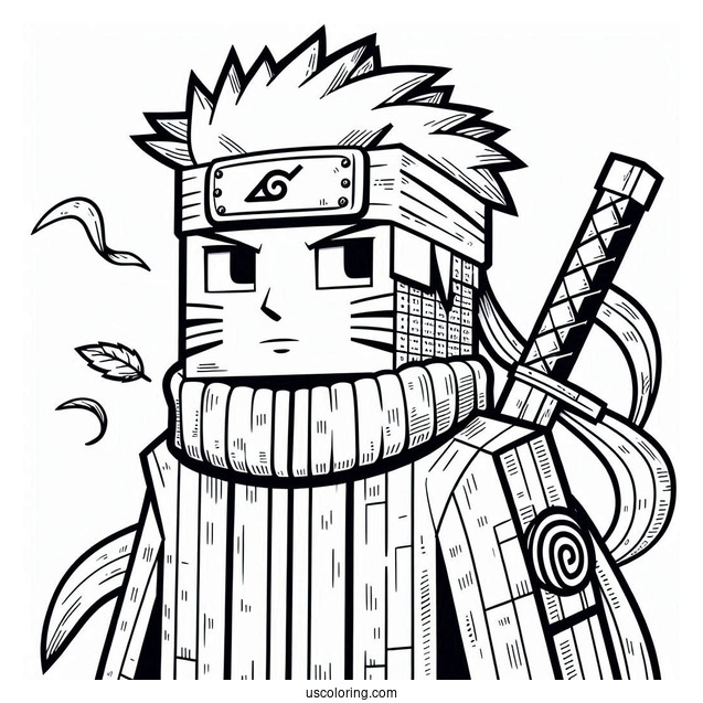 Minecraft Naruto Coloring Page For Kids