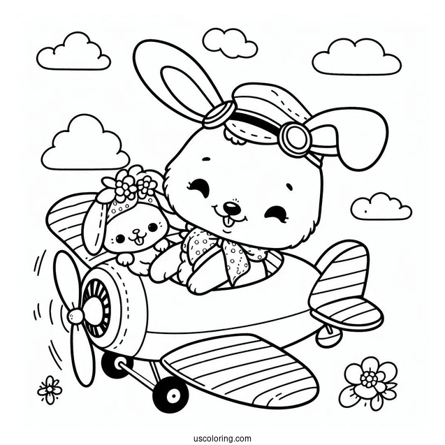 Sunny Bunnies Coloring Page Of Hopper On An Airplane